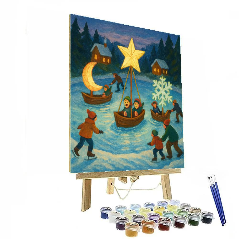 Winter Lantern Carousel Boats paint by numbers