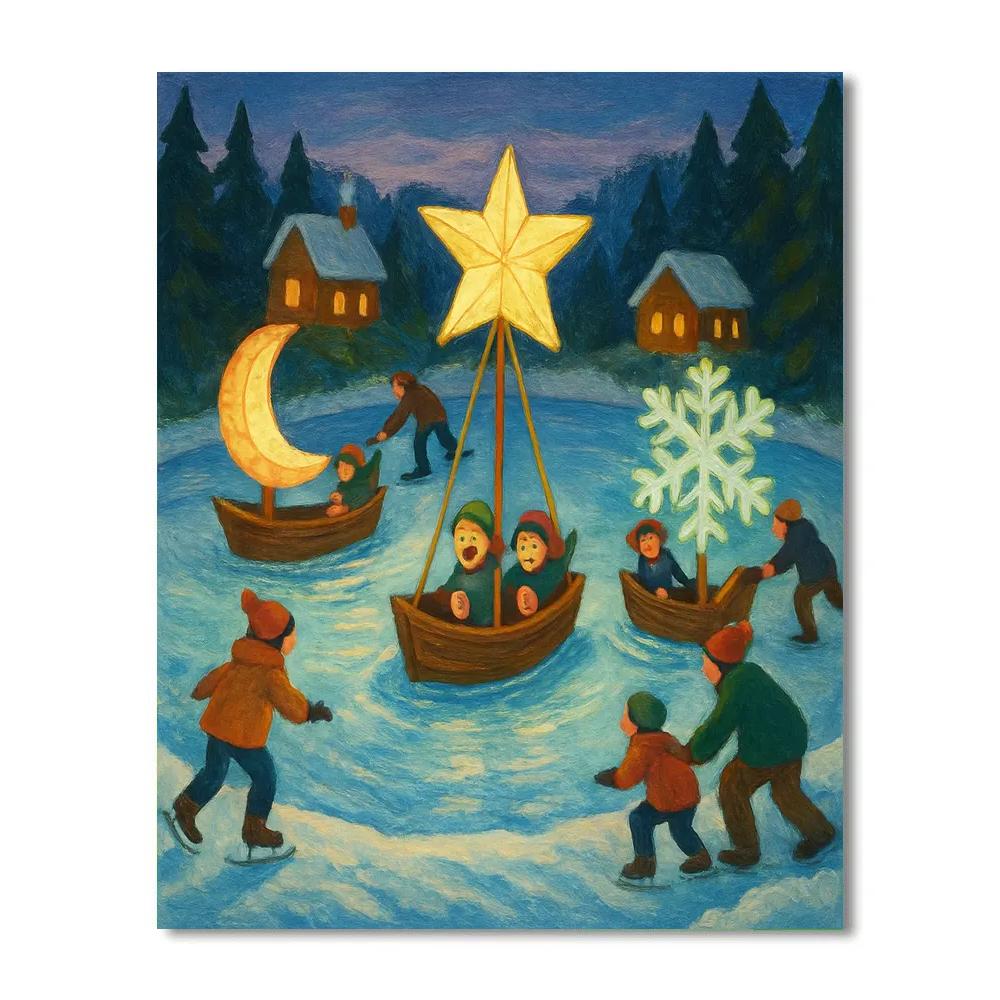 Winter Lantern Carousel Boats paint by numbers