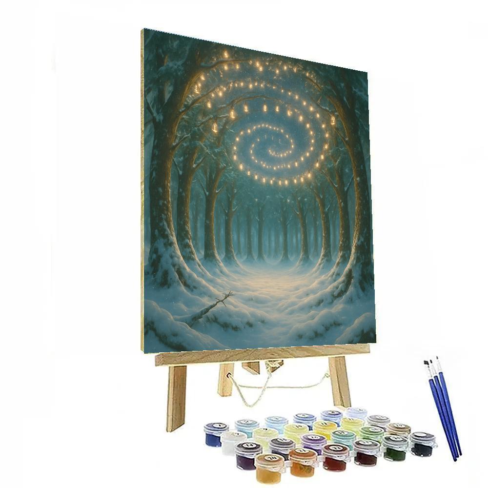 Christmas Lantern Spiral In The Snowglobe Forest Number painting