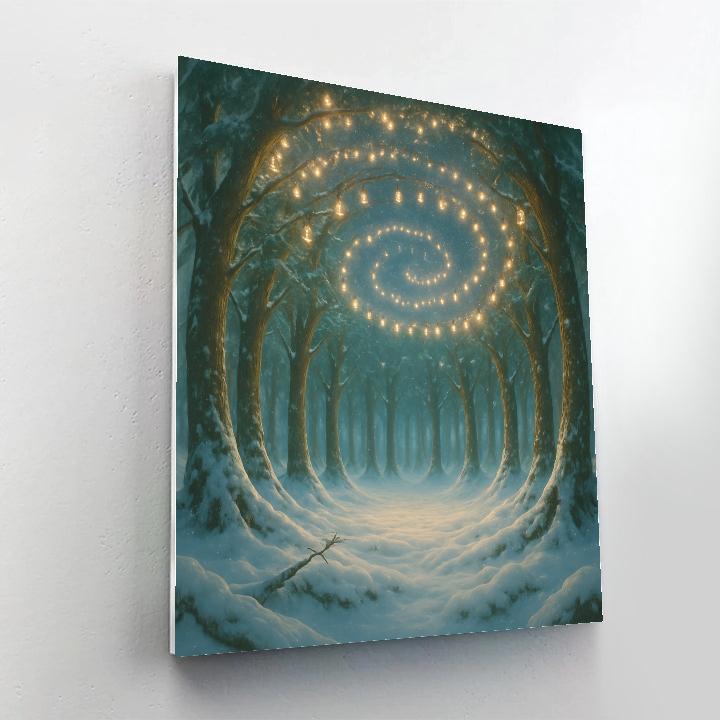 Christmas Lantern Spiral In The Snowglobe Forest Number painting