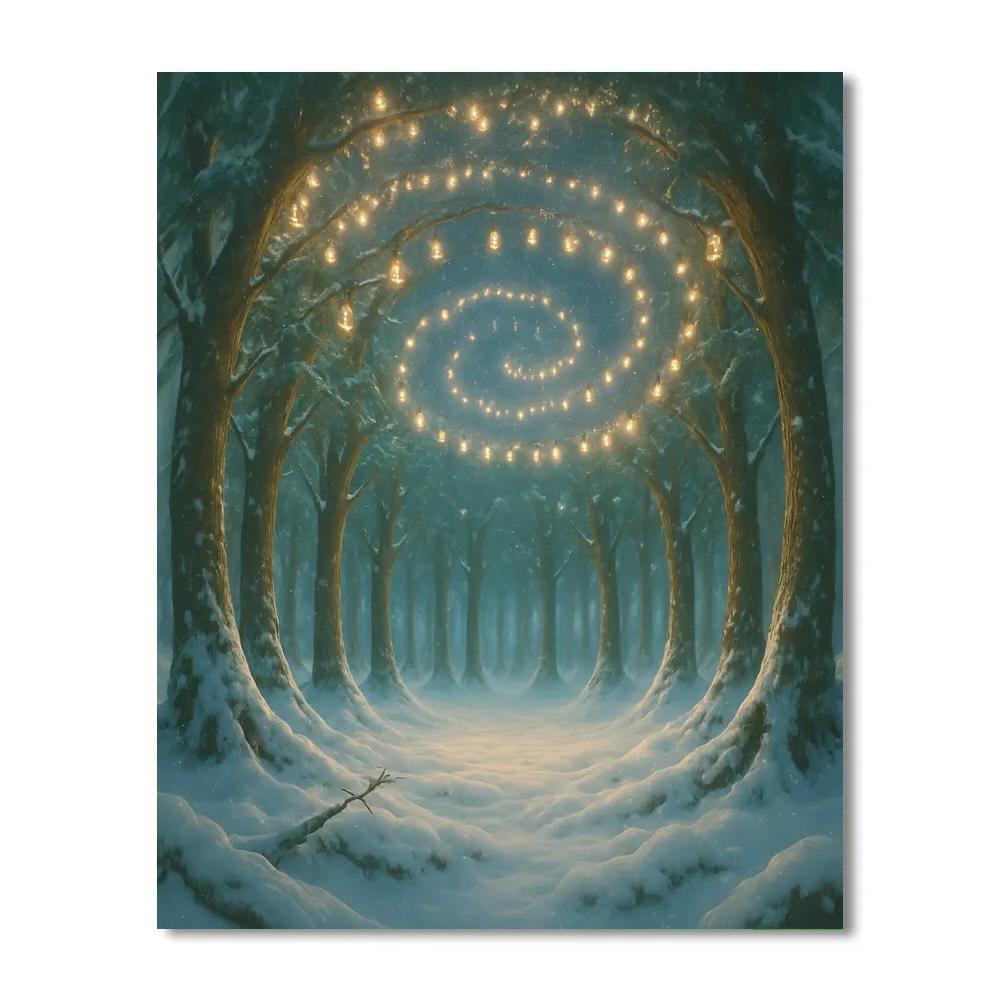 Christmas Lantern Spiral In The Snowglobe Forest Number painting