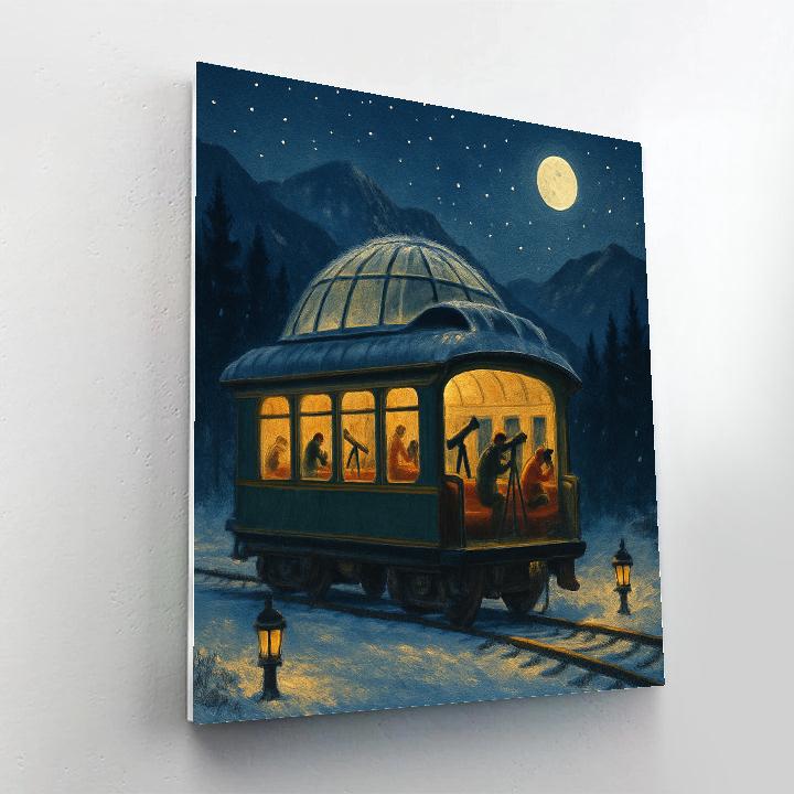 Frosty Observatory Train Car DIY paint by numbers