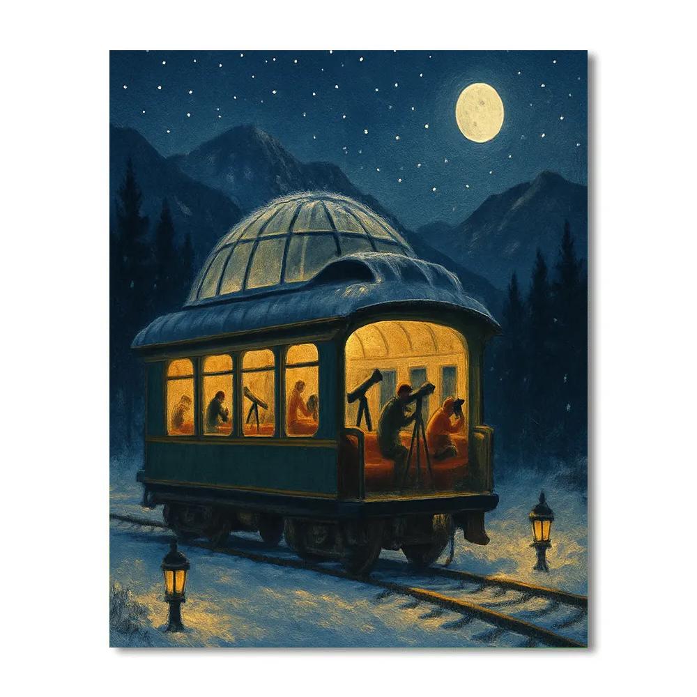 Frosty Observatory Train Car DIY paint by numbers