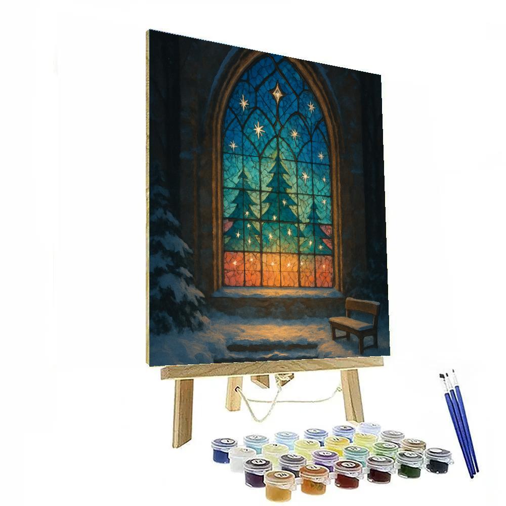 Frosted Mosaic Window Of The Winter Chapel paint by color