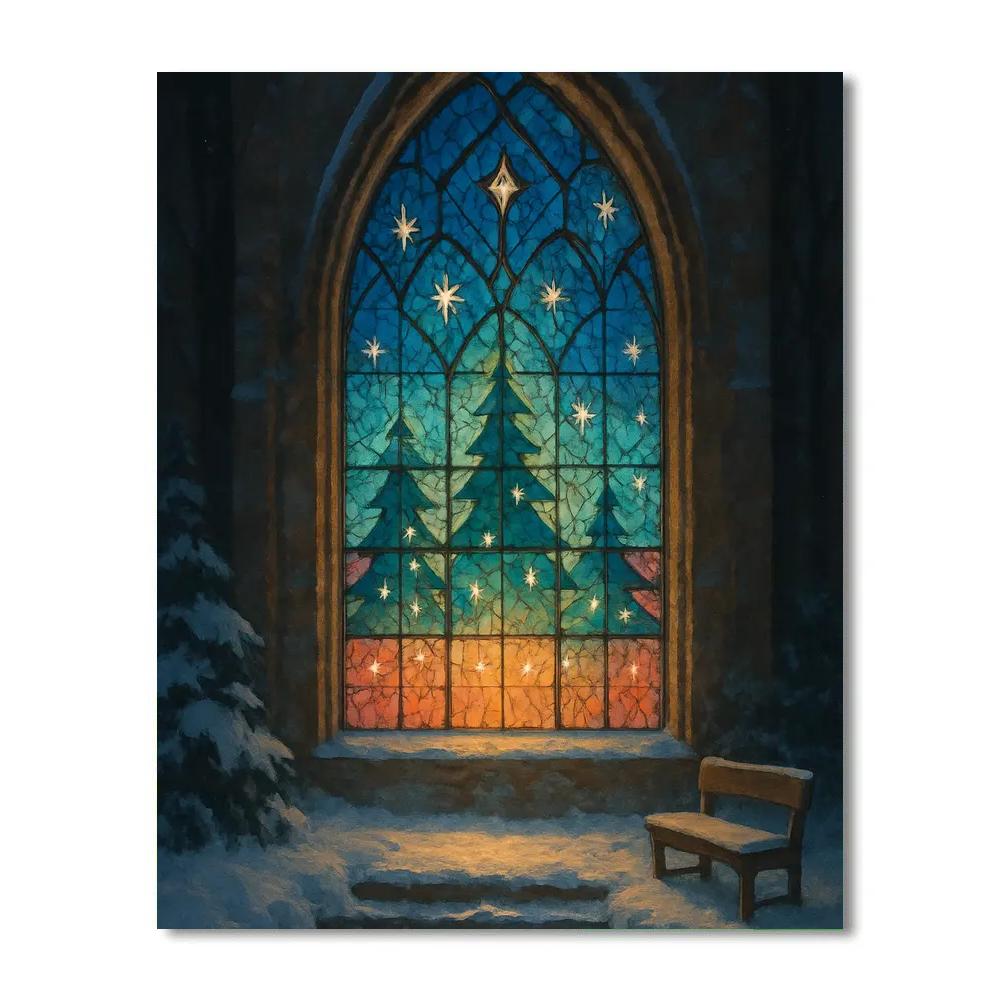Frosted Mosaic Window Of The Winter Chapel paint by color