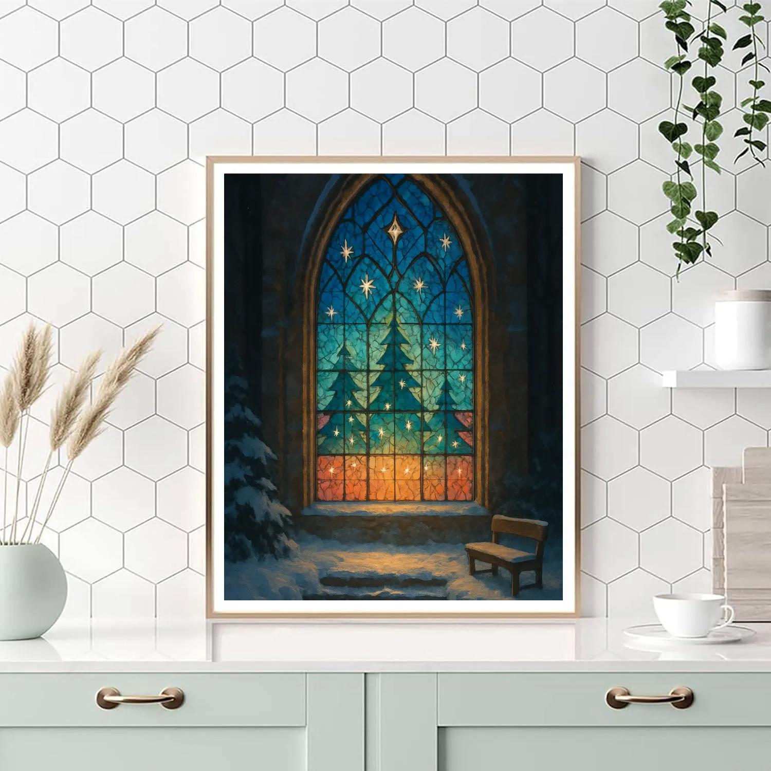 Frosted Mosaic Window Of The Winter Chapel paint by color