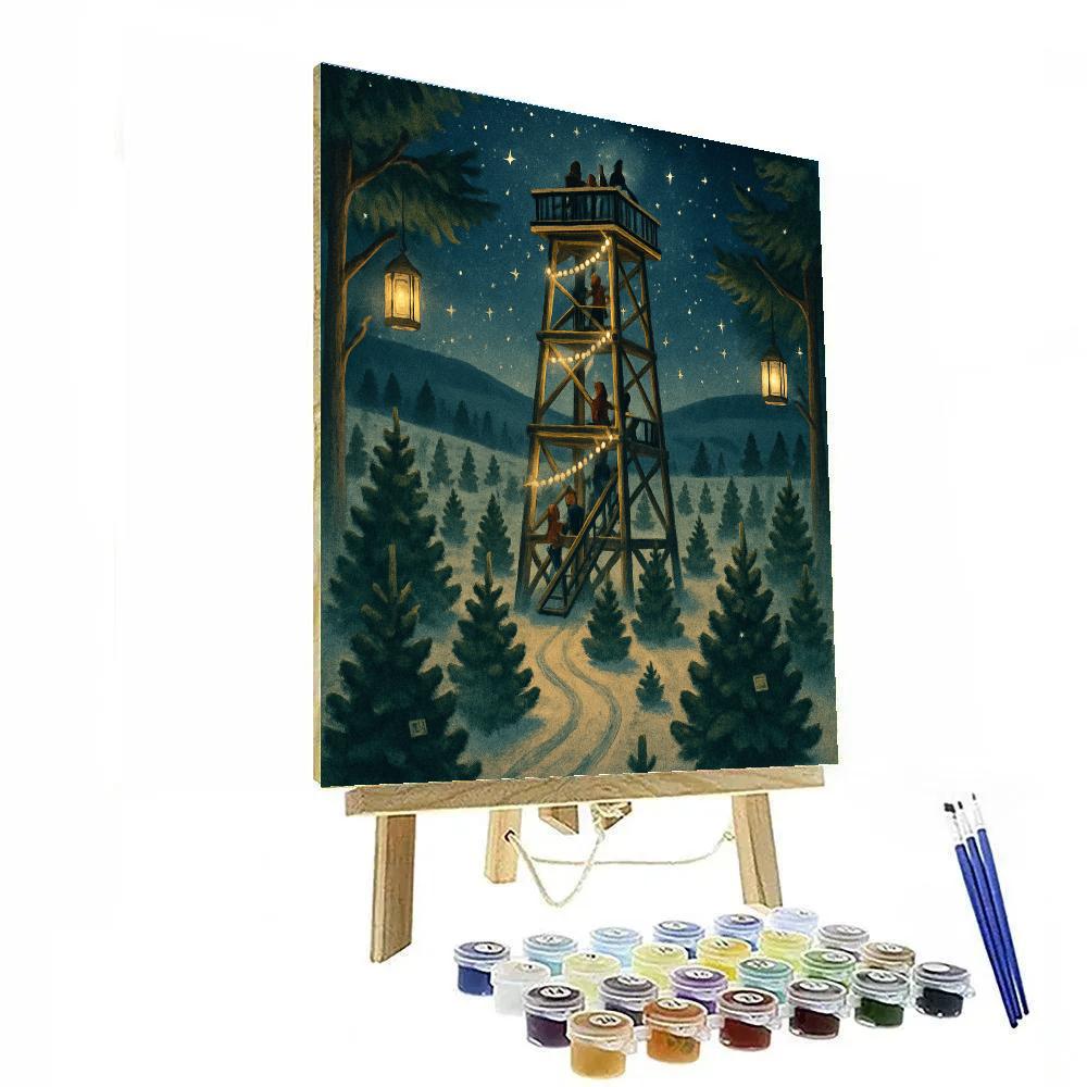 Holiday Stargazer Tree Farm Tower painting number kit