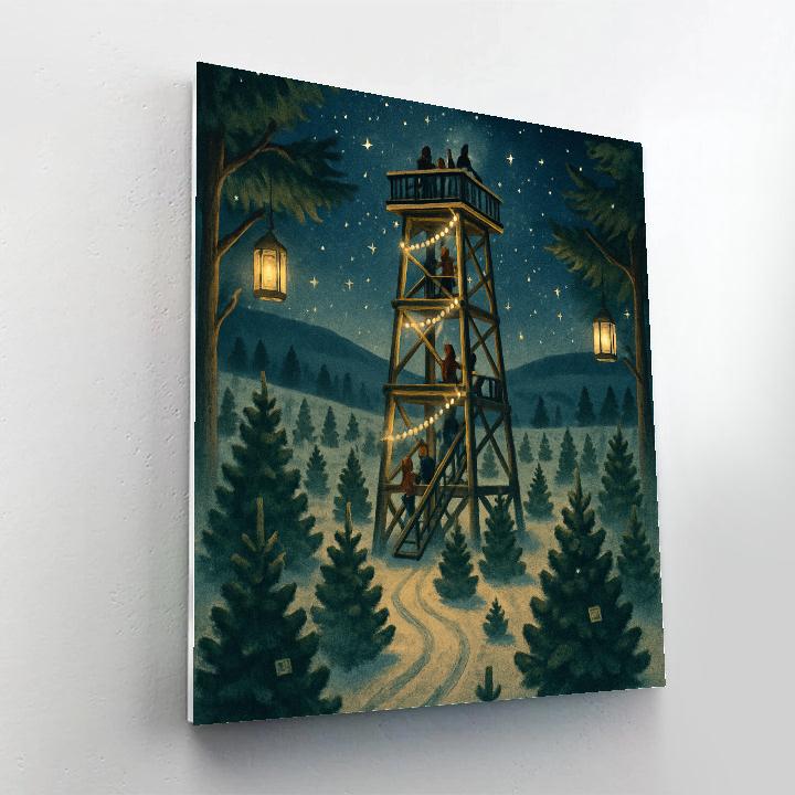 Holiday Stargazer Tree Farm Tower painting number kit
