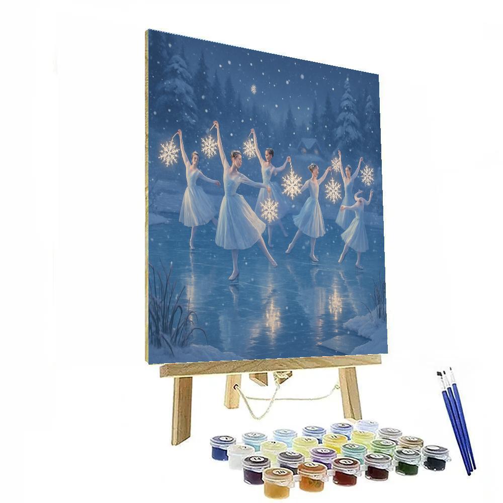 Snowflake Lantern Ballet Over The Pond painting number kit
