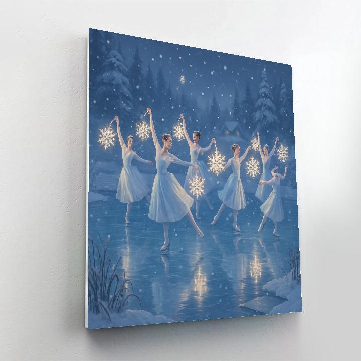 Snowflake Lantern Ballet Over The Pond painting number kit