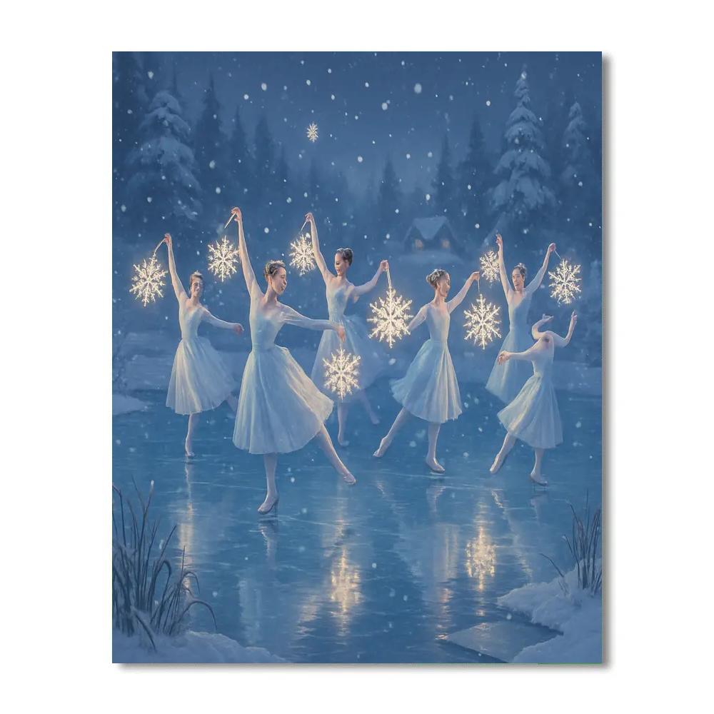 Snowflake Lantern Ballet Over The Pond painting number kit