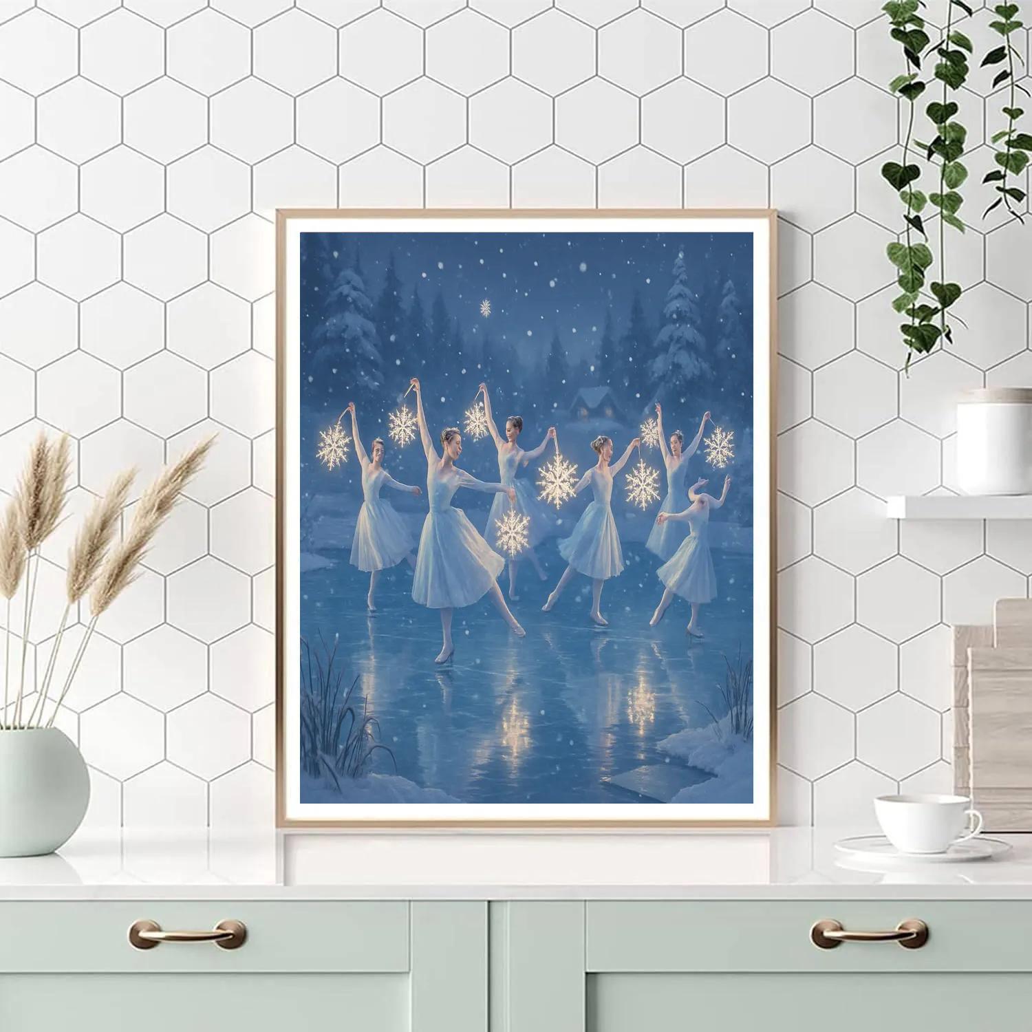 Snowflake Lantern Ballet Over The Pond painting number kit
