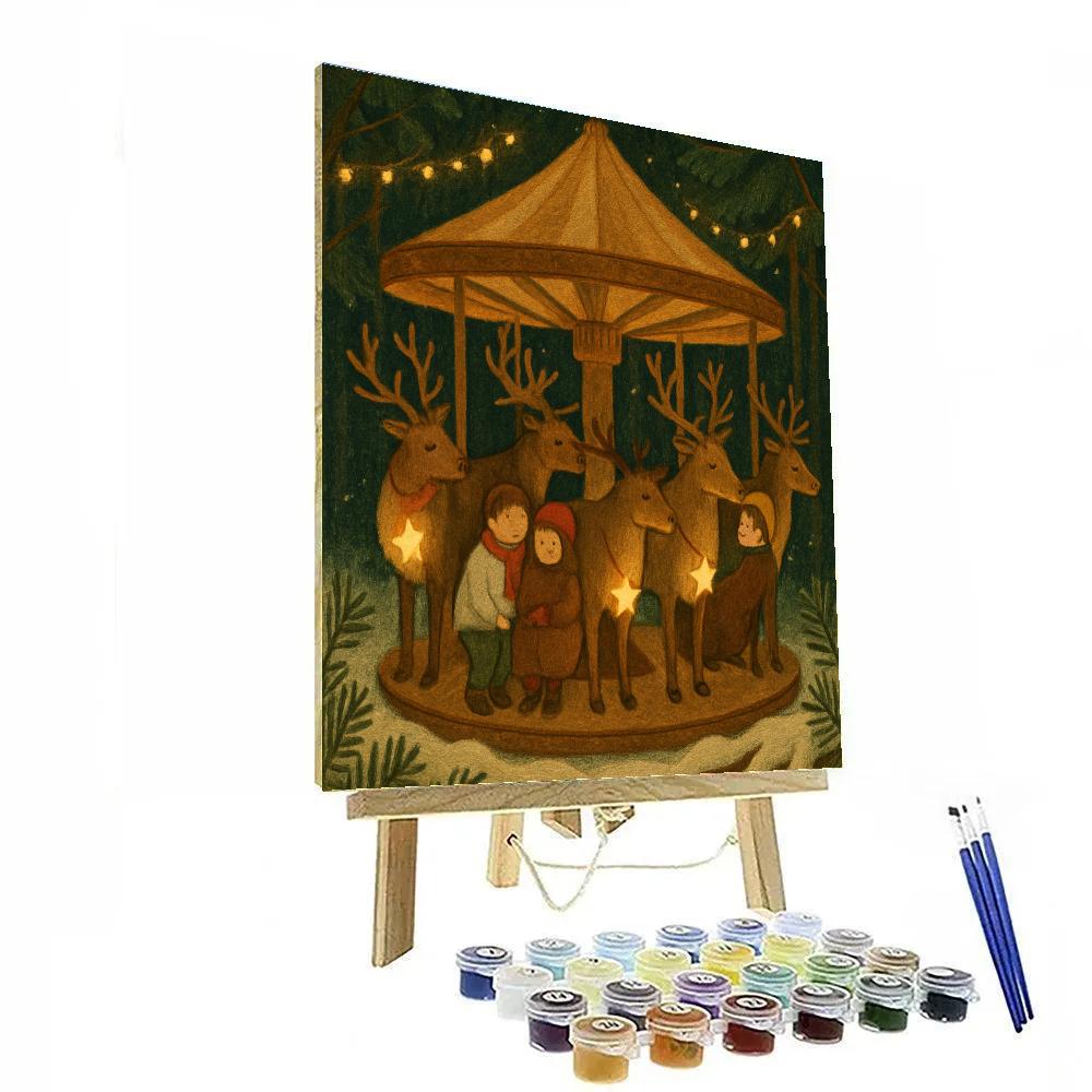 Starlit Reindeer Carousel In The Clearing Number painting