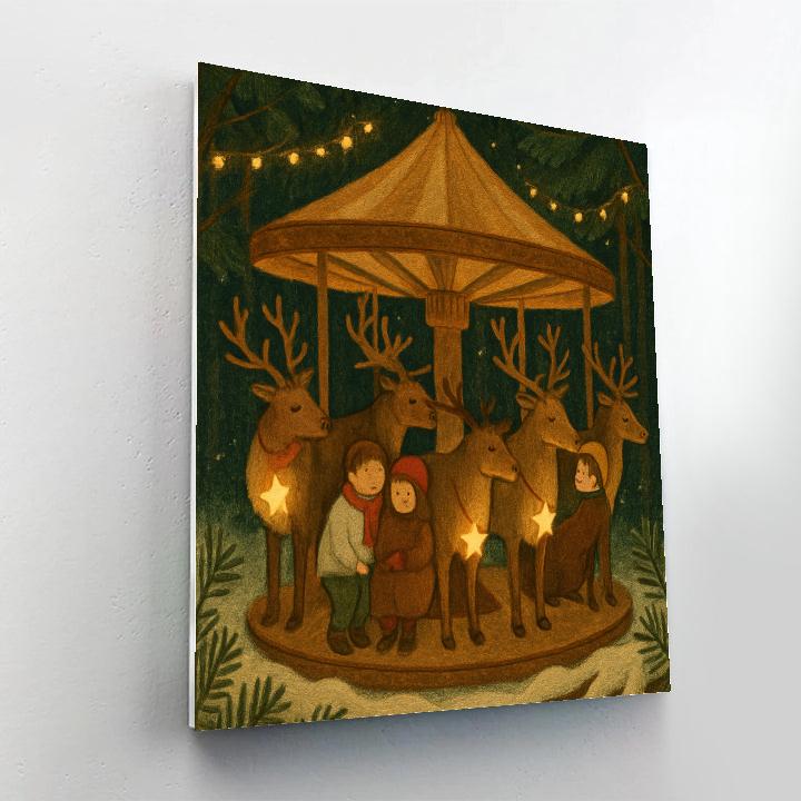 Starlit Reindeer Carousel In The Clearing Number painting