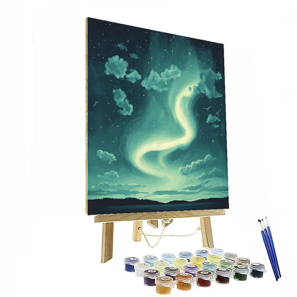 Leonardo Da Vinci Inspired Nebulous Aurora Sky paint by color