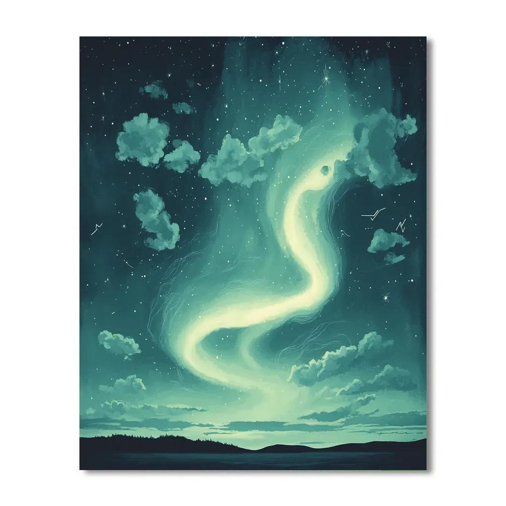 Leonardo Da Vinci Inspired Nebulous Aurora Sky paint by color