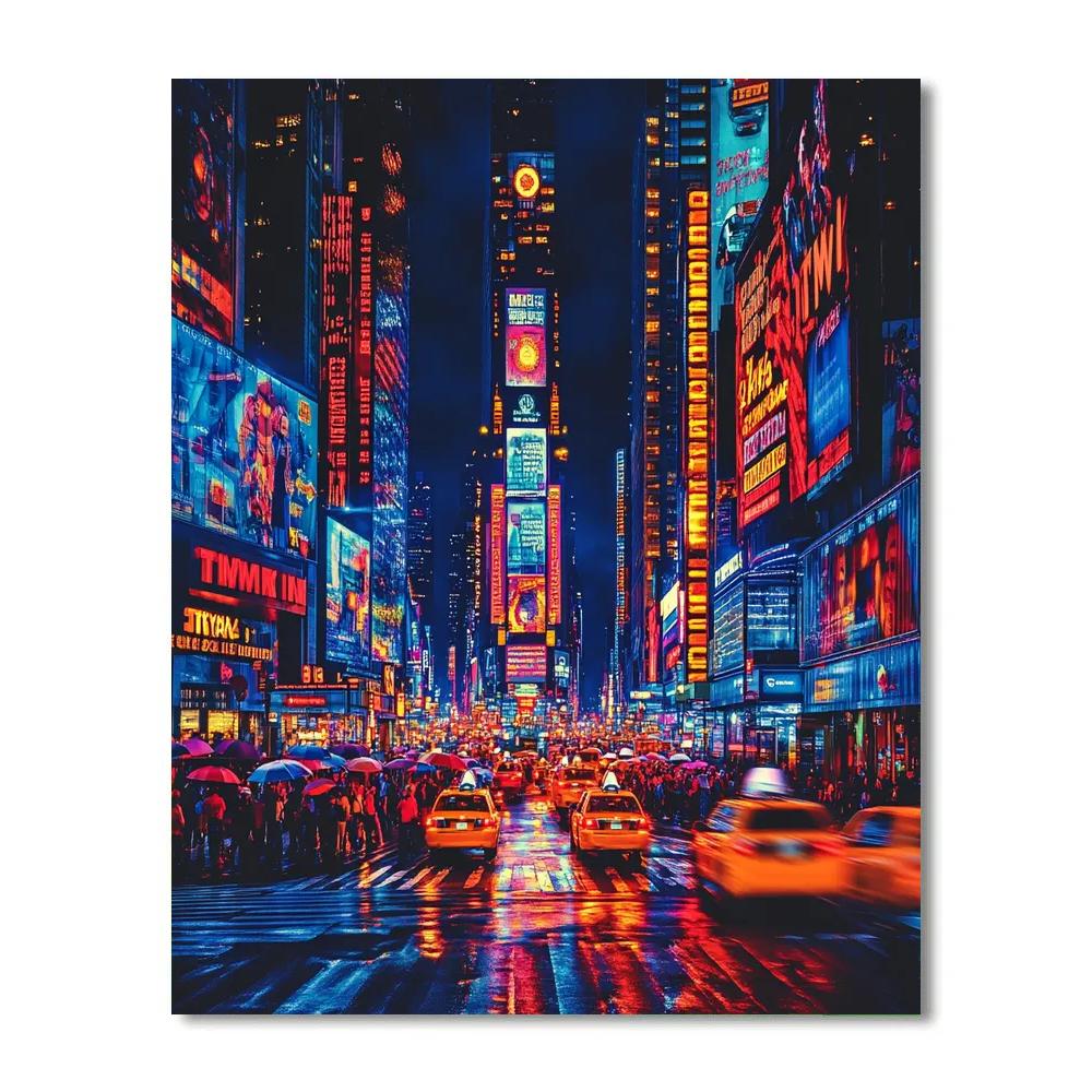 Midnight Lights Of Times Square New York United States paint by numbers