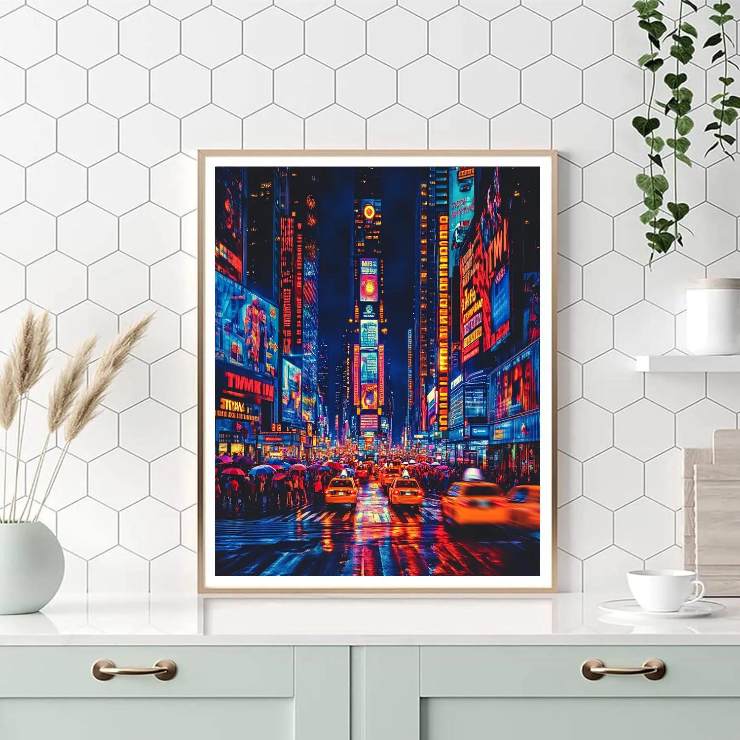 Midnight Lights Of Times Square New York United States paint by numbers