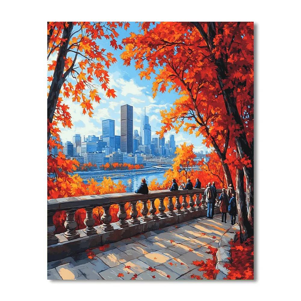 Autumn View From Mont Royal Montreal Canada painting number kit