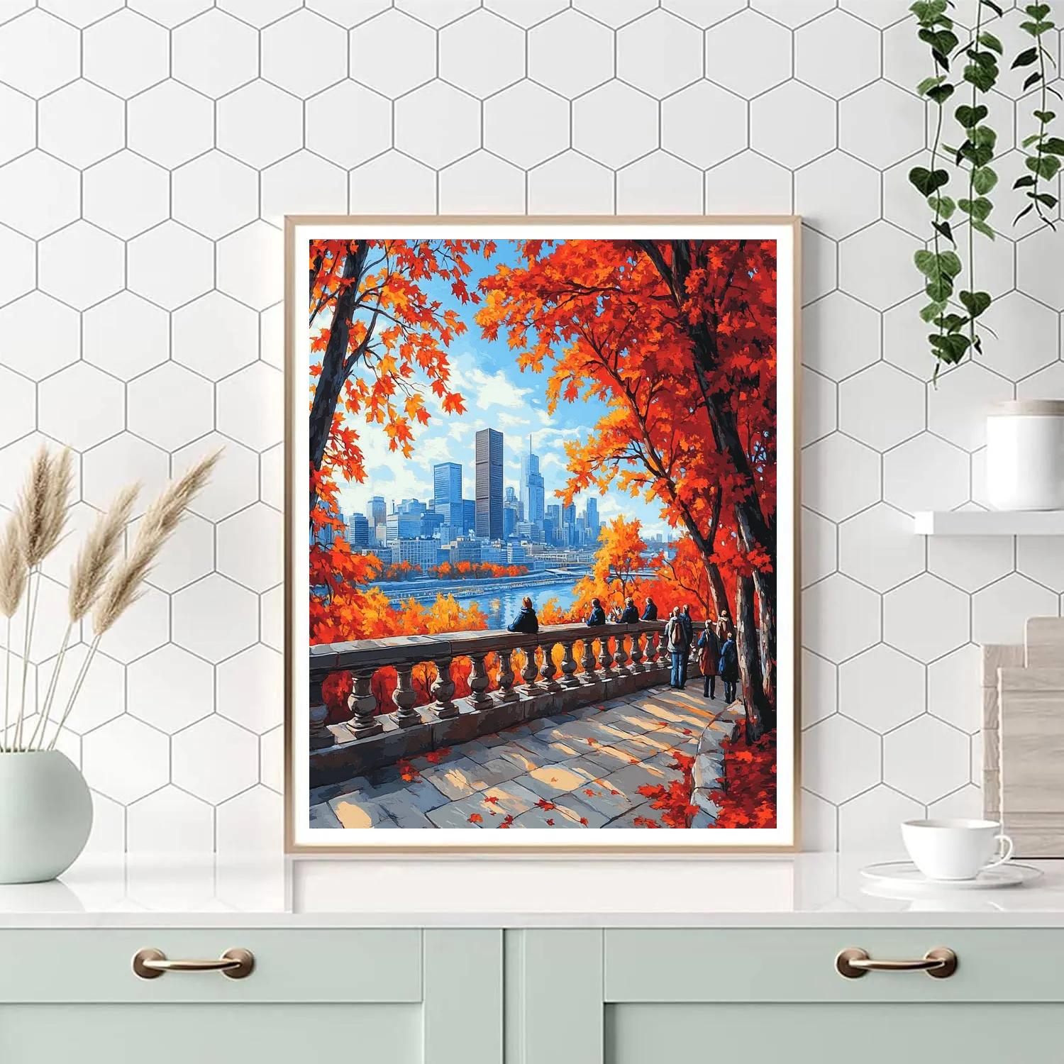 Autumn View From Mont Royal Montreal Canada painting number kit