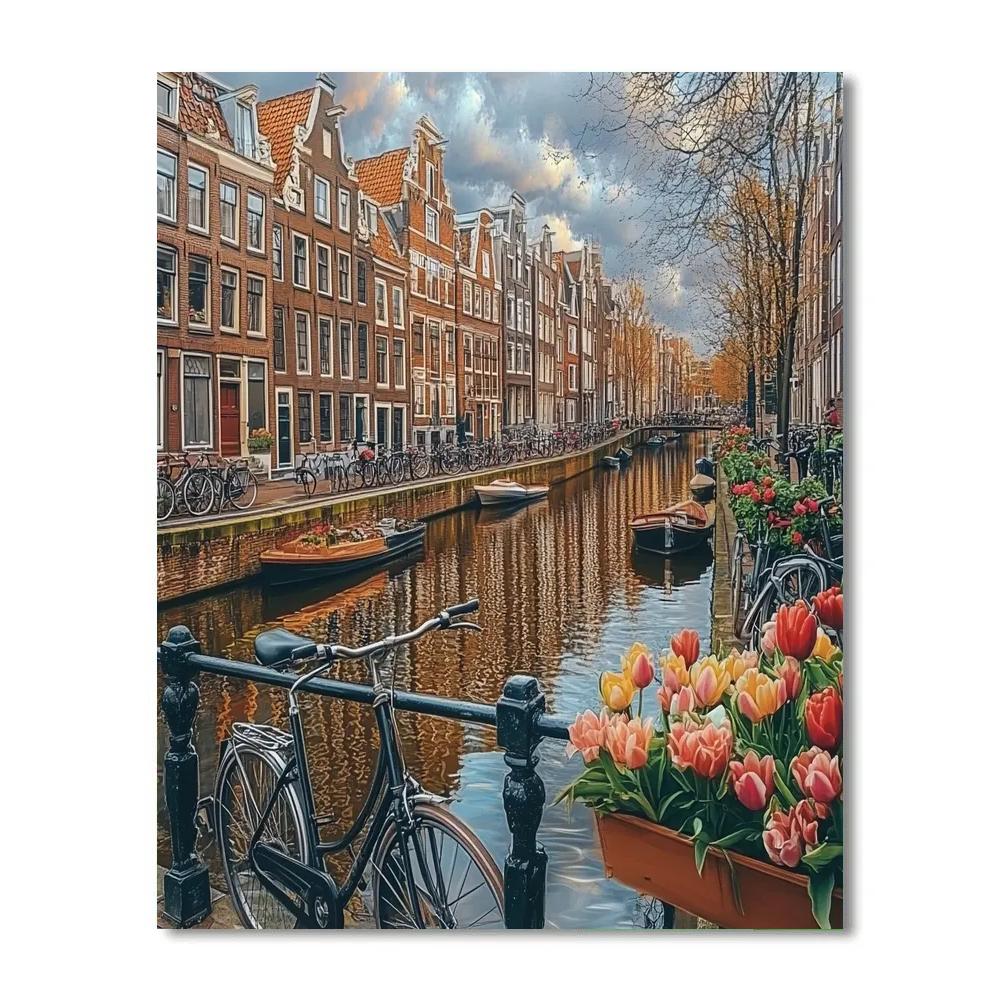 Canalside Houses Of Jordaan District Amsterdam Netherlands Painting by numbers kit