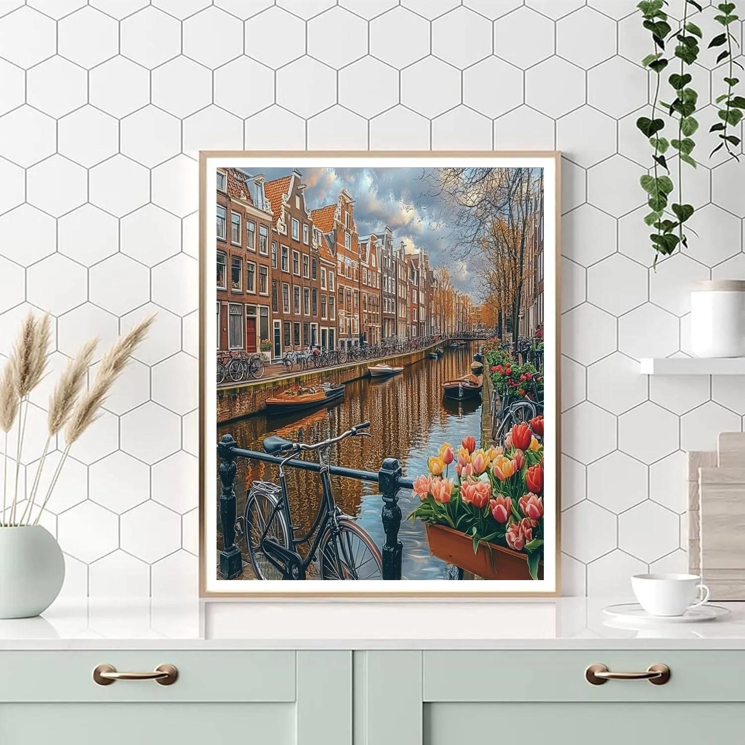 Canalside Houses Of Jordaan District Amsterdam Netherlands Painting by numbers kit