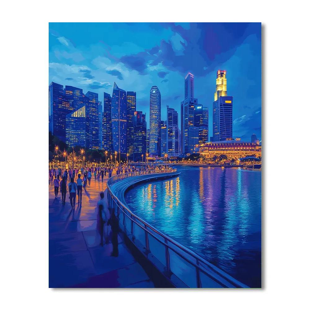 Modern Curve Of Marina Bay Skyline Singapore DIY paint by numbers