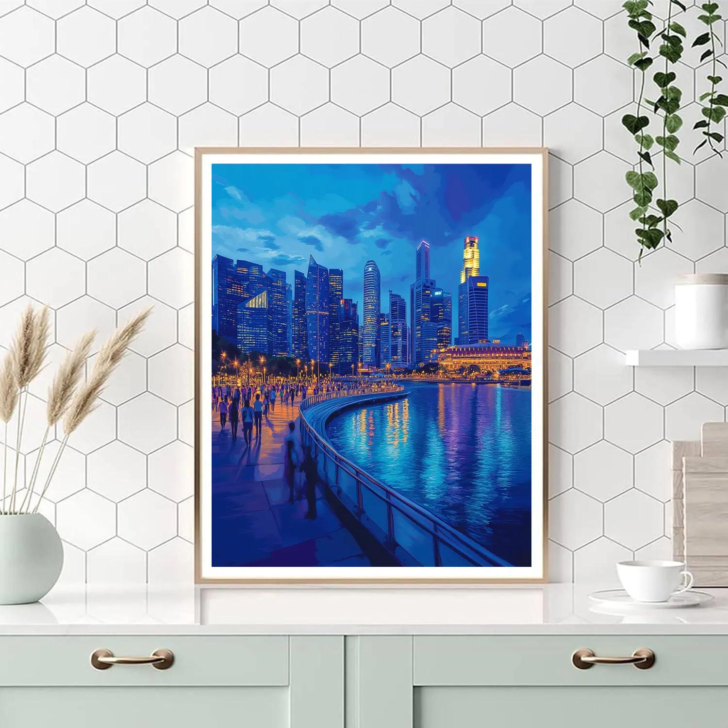 Modern Curve Of Marina Bay Skyline Singapore DIY paint by numbers