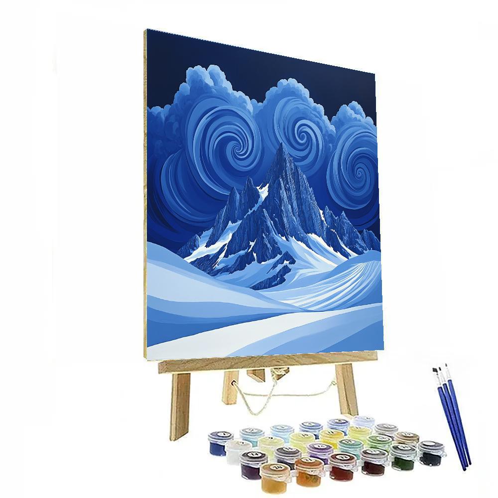 Hokusai Inspired Mountain Storm painting number kit