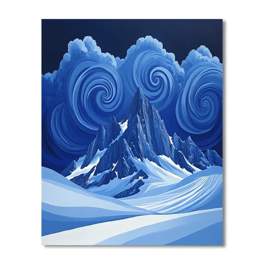 Hokusai Inspired Mountain Storm painting number kit