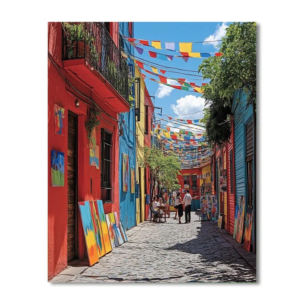 Colorful Streets Of La Boca Buenos Aires Argentina Numbered painting kits