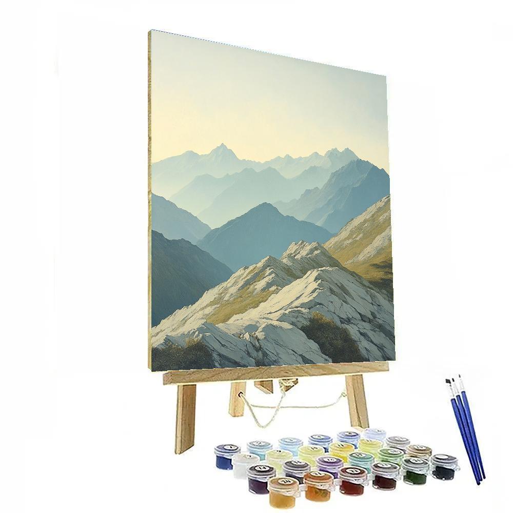 Leonardo Da Vinci Inspired Mist Over Sleeping Mountains paint by color