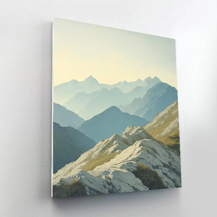 Leonardo Da Vinci Inspired Mist Over Sleeping Mountains paint by color