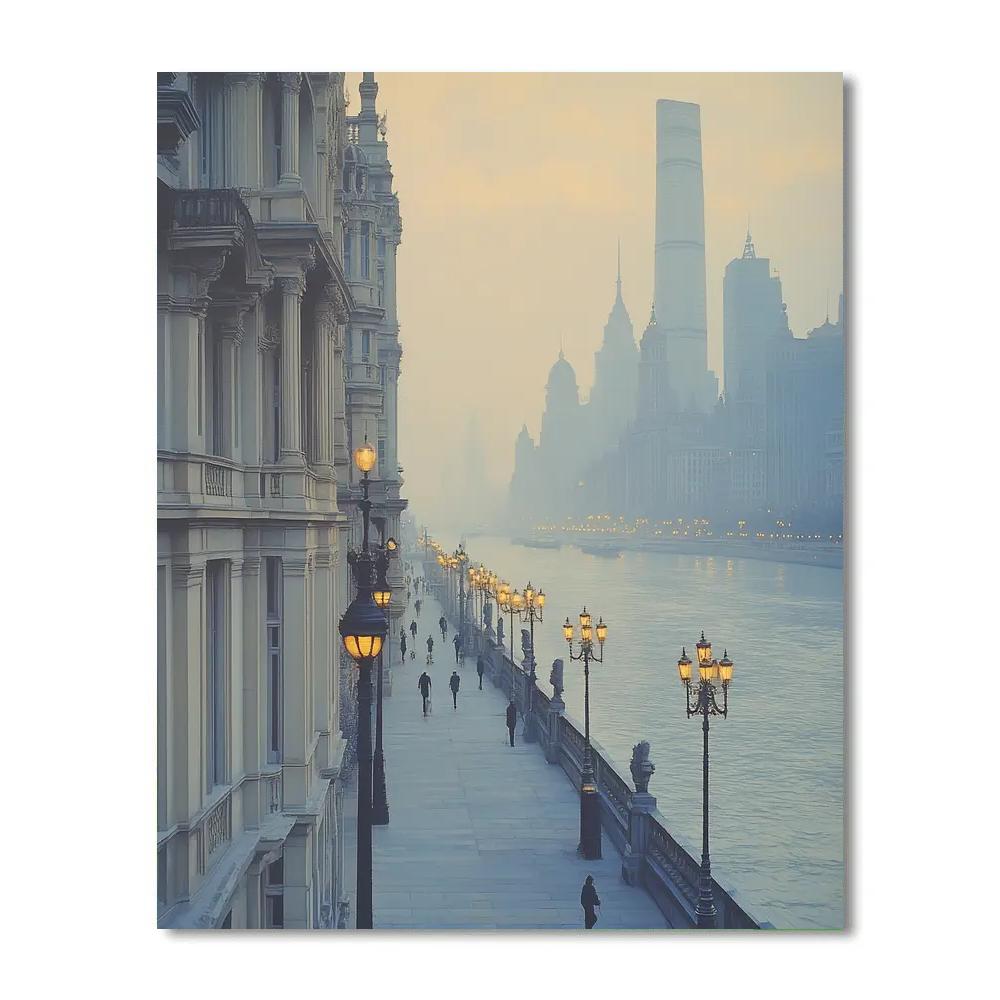Foggy Morning On The Bund Shanghai China Numbered painting kits