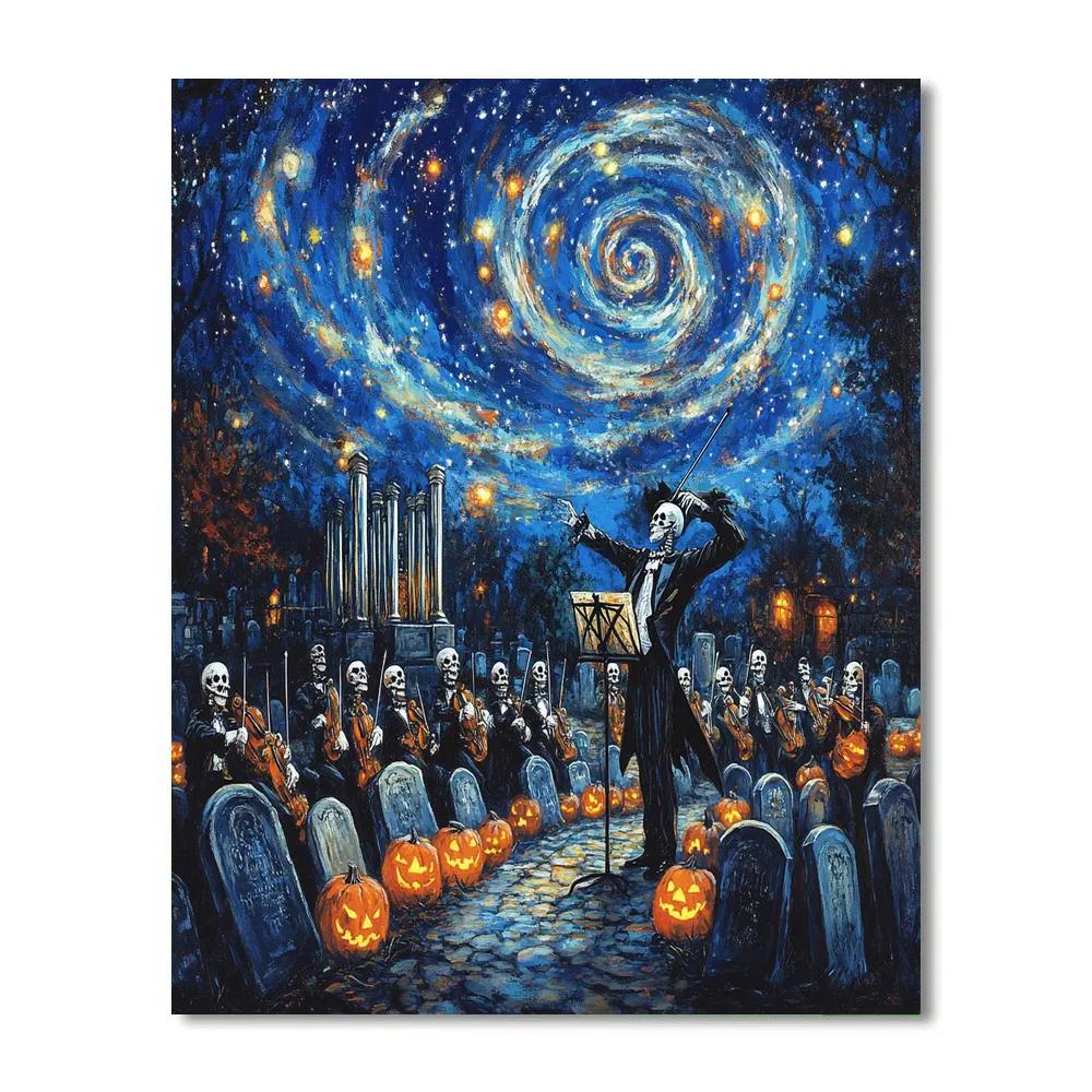 Spooky Starlit Graveyard Orchestra Paint by numbers kits