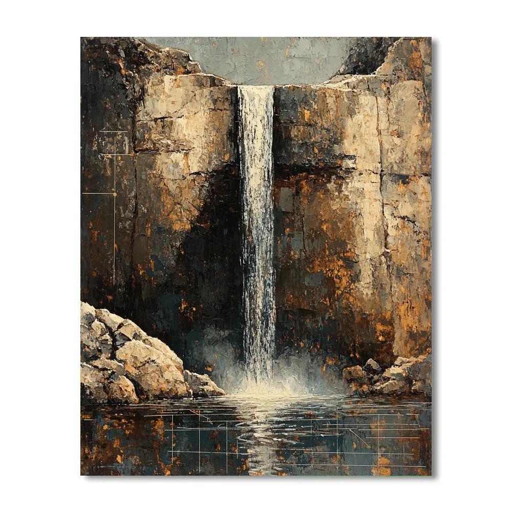 Leonardo Da Vinci Inspired Whispering Waterfall Study Number painting