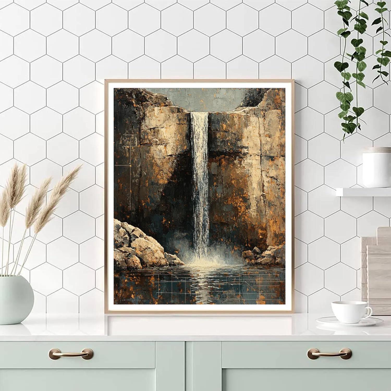 Leonardo Da Vinci Inspired Whispering Waterfall Study Number painting