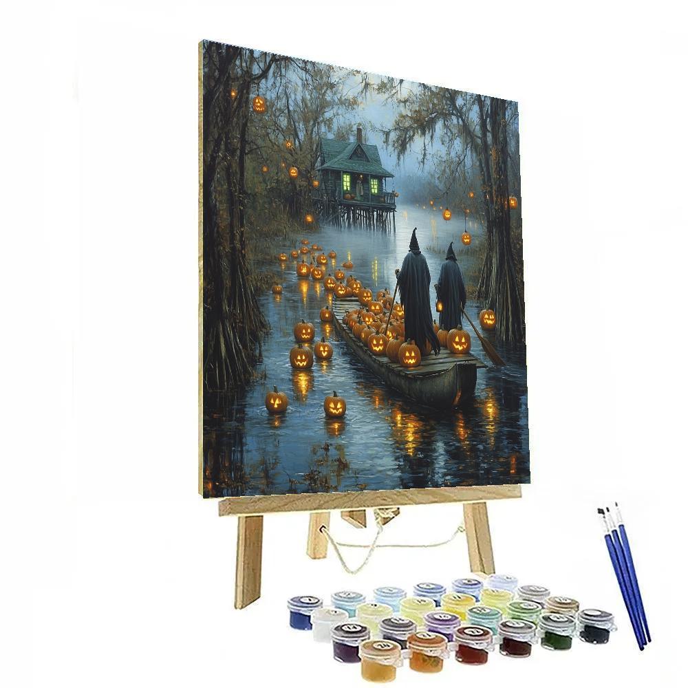 Lantern Keepers Halloween Marsh Crossing Paint by numbers art