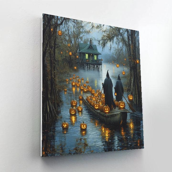 Lantern Keepers Halloween Marsh Crossing Paint by numbers art