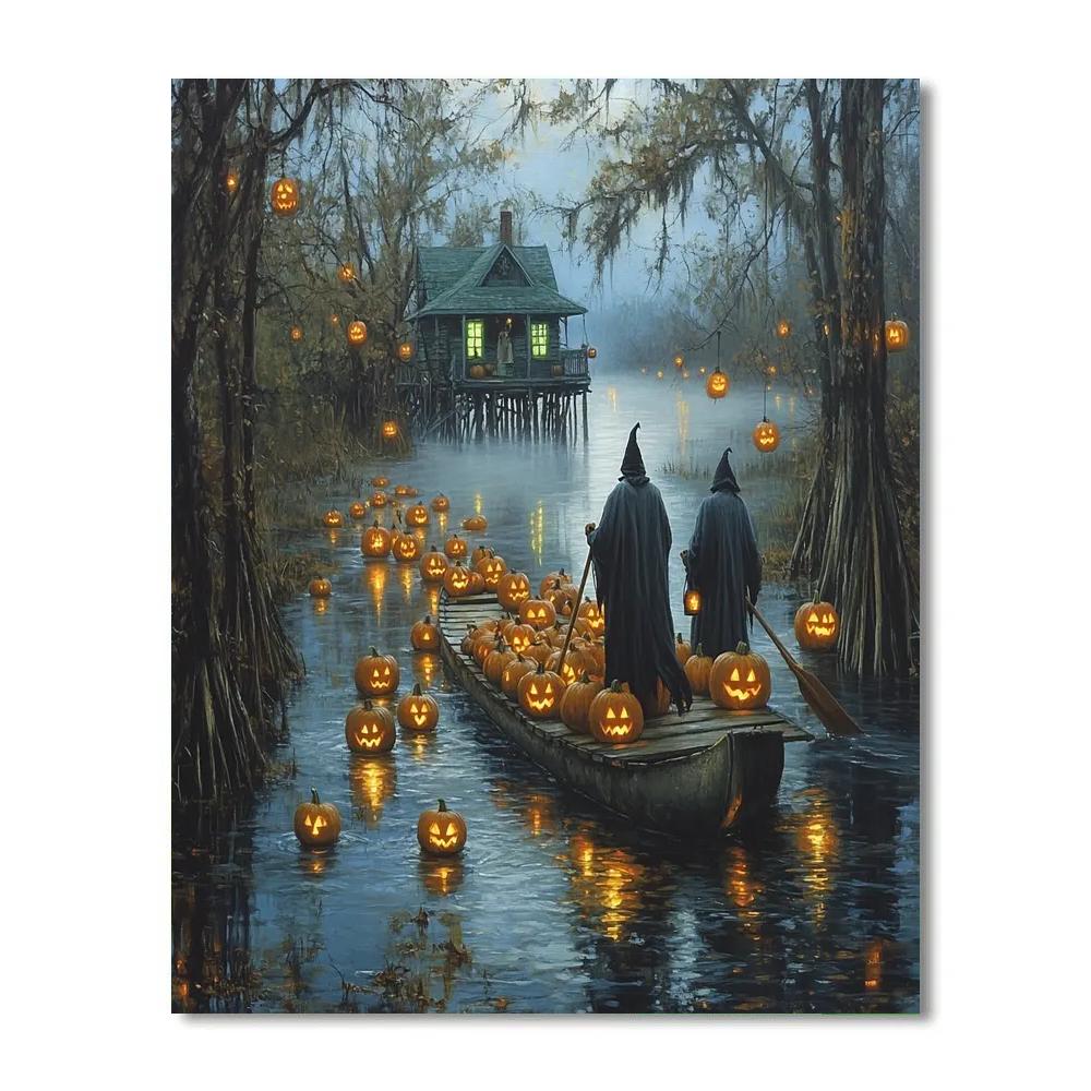 Lantern Keepers Halloween Marsh Crossing Paint by numbers art