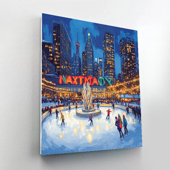 Winter Twilight At Nathan Phillips Square Toronto Canada Number painting