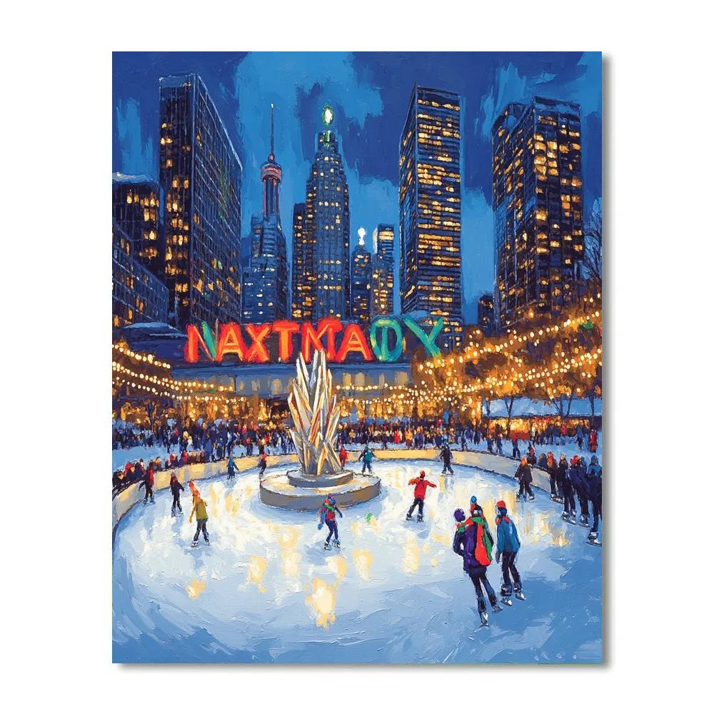 Winter Twilight At Nathan Phillips Square Toronto Canada Number painting