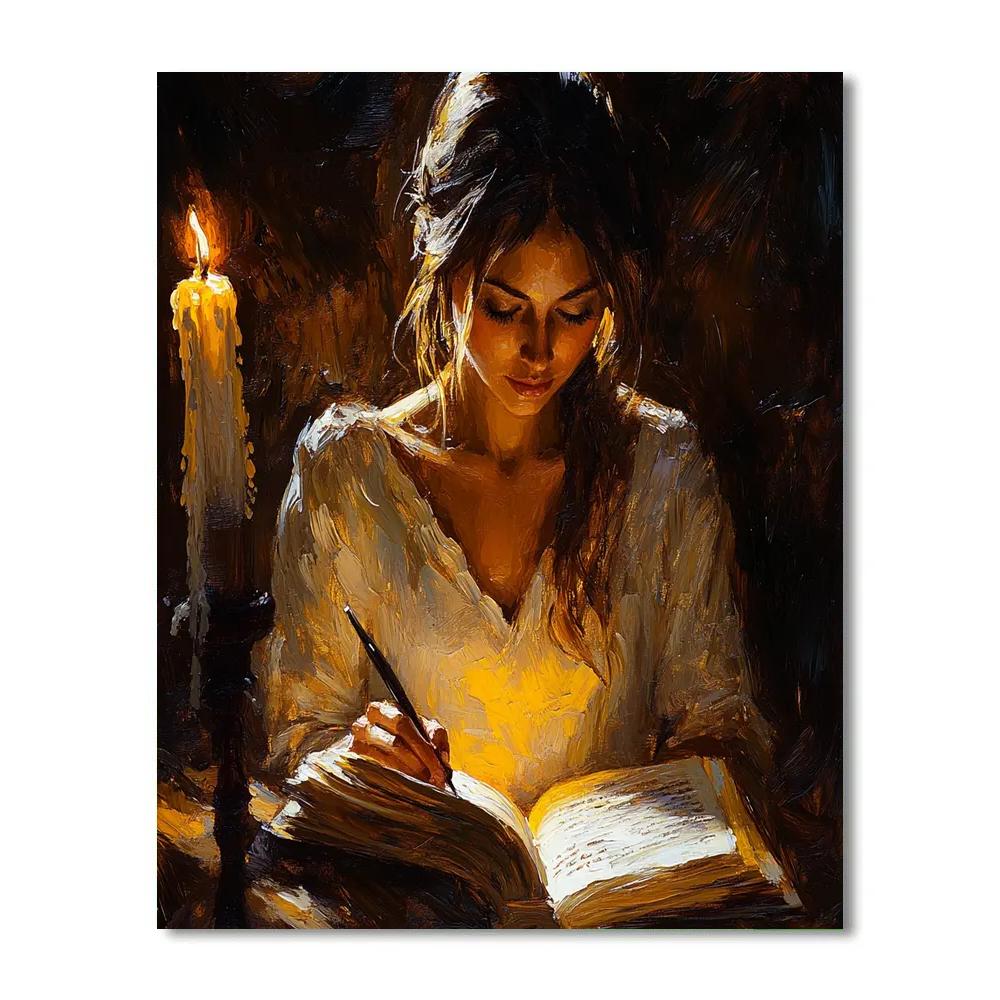 Rembrandt Inspired Candlelit Scholar Number painting