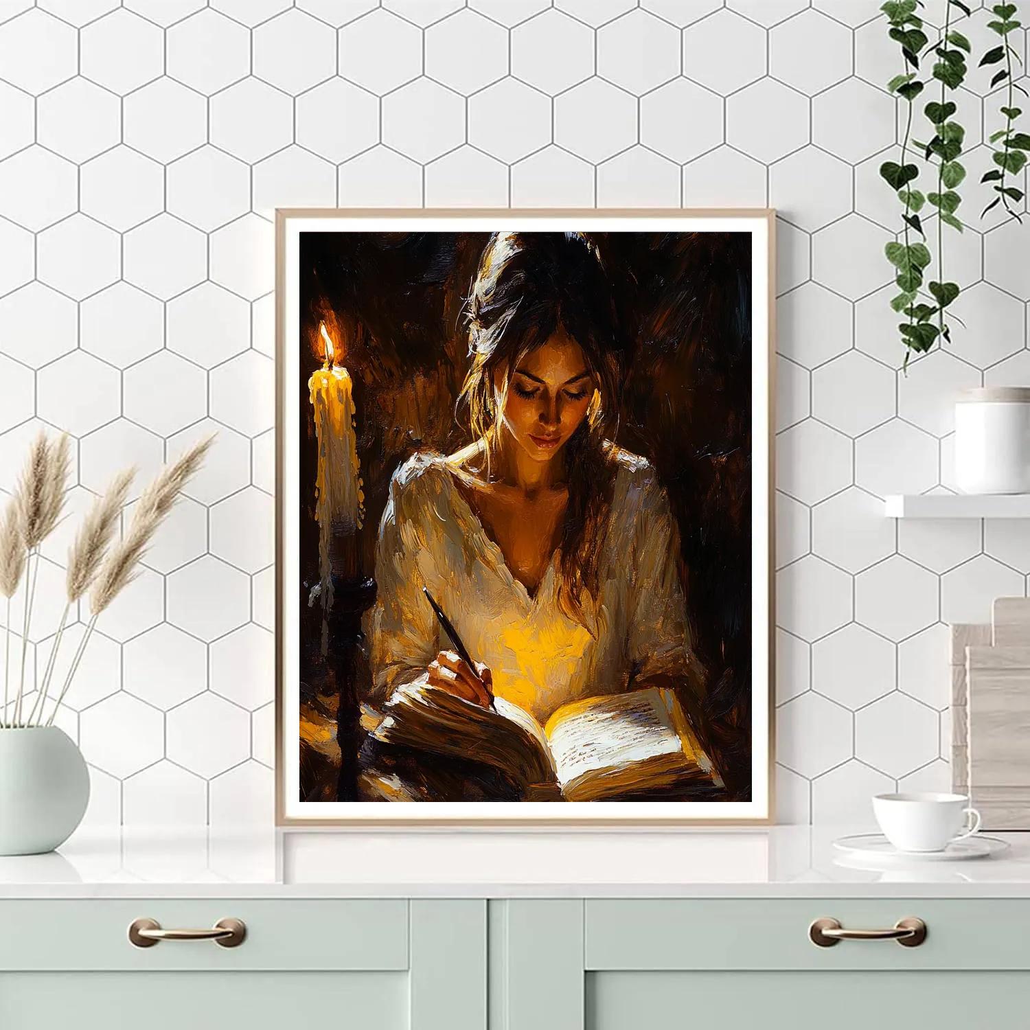 Rembrandt Inspired Candlelit Scholar Number painting