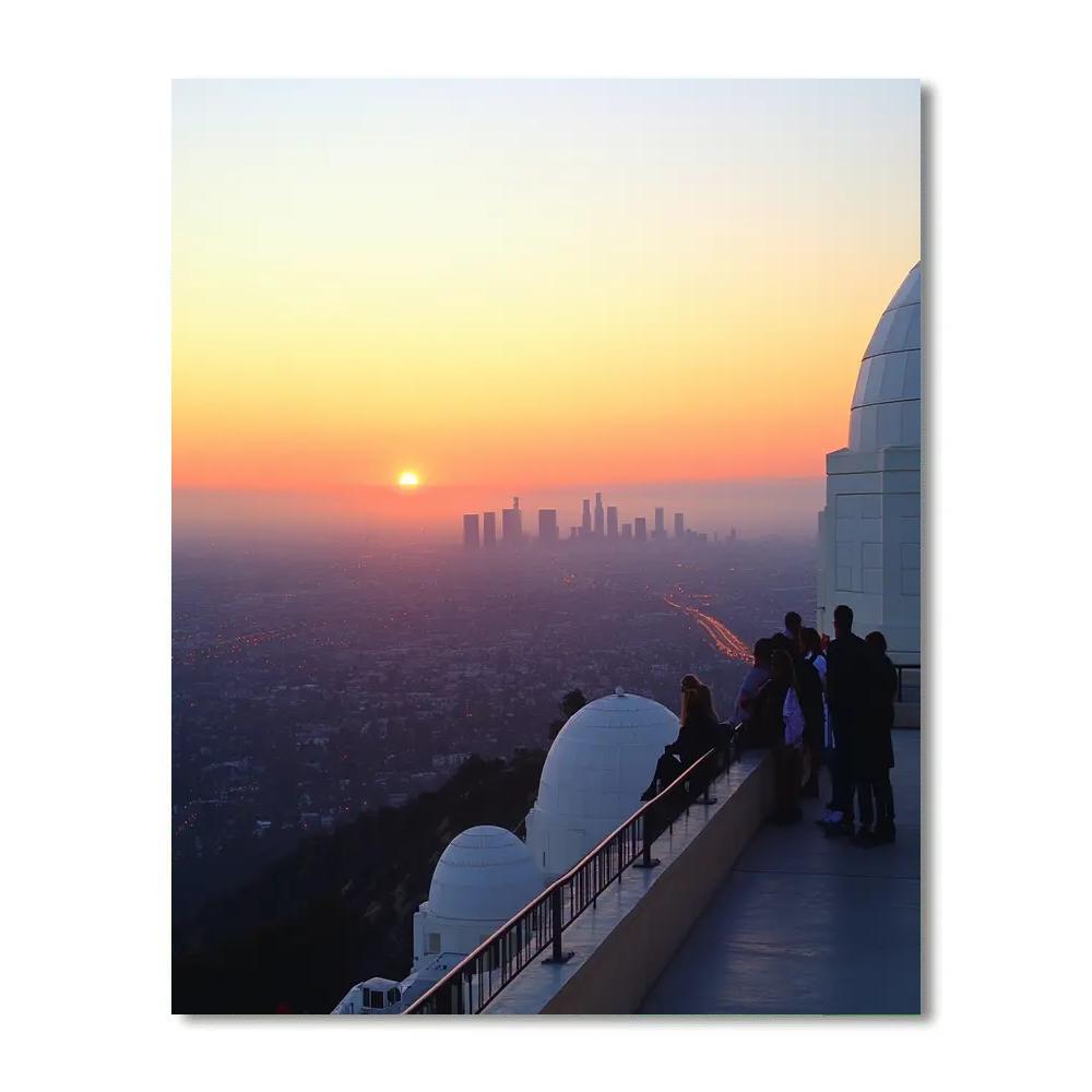 Golden Hour At Griffith Observatory Over Los Angeles United States Painting by numbers kit
