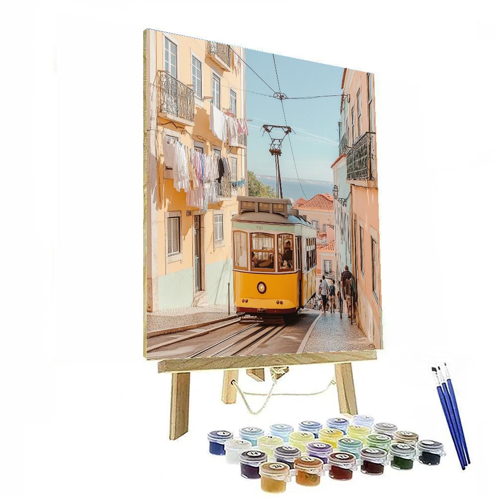 Streetcar Passing Liberty Avenue Lisbon Portugal paint by color