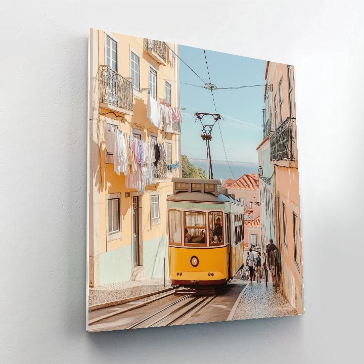 Streetcar Passing Liberty Avenue Lisbon Portugal paint by color