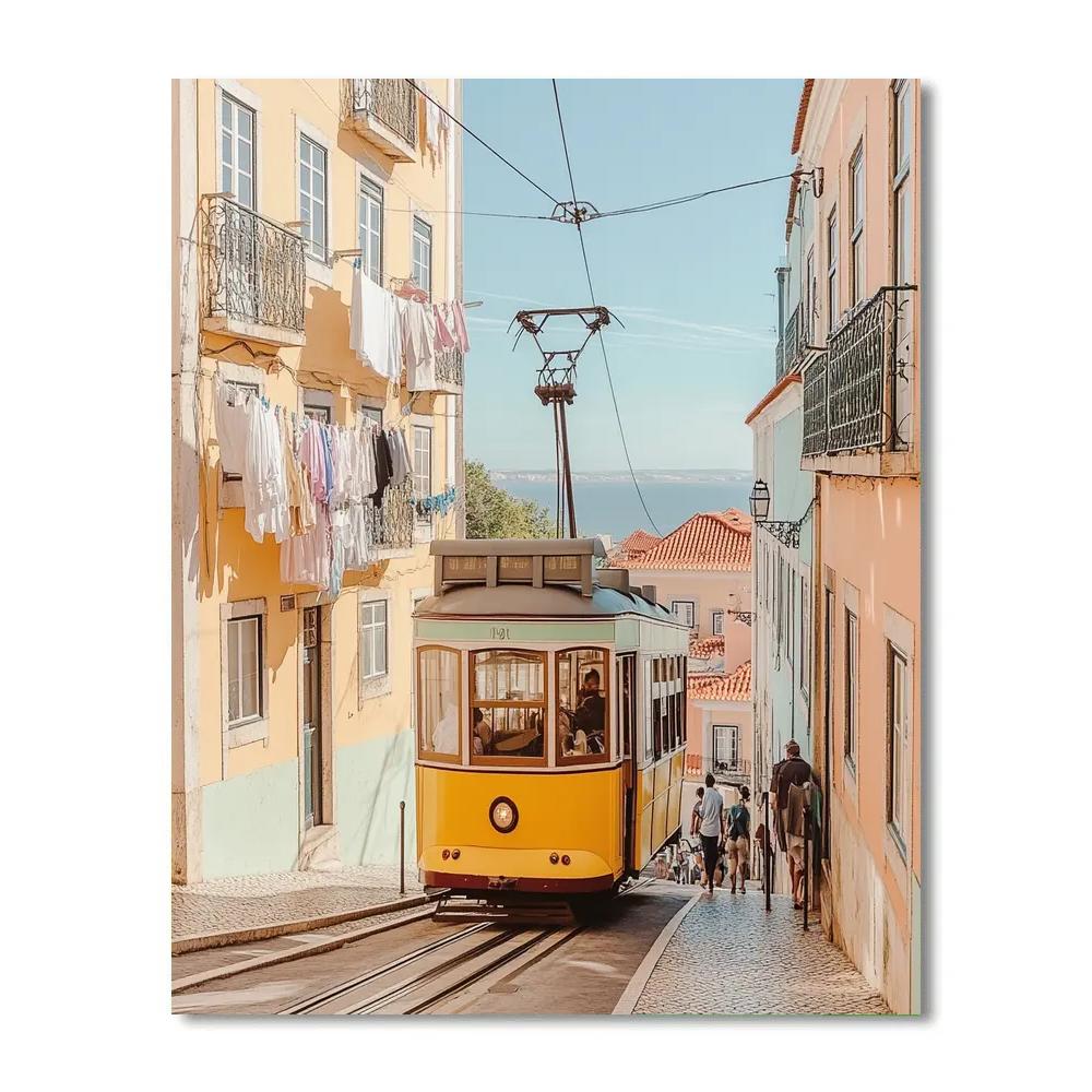 Streetcar Passing Liberty Avenue Lisbon Portugal paint by color