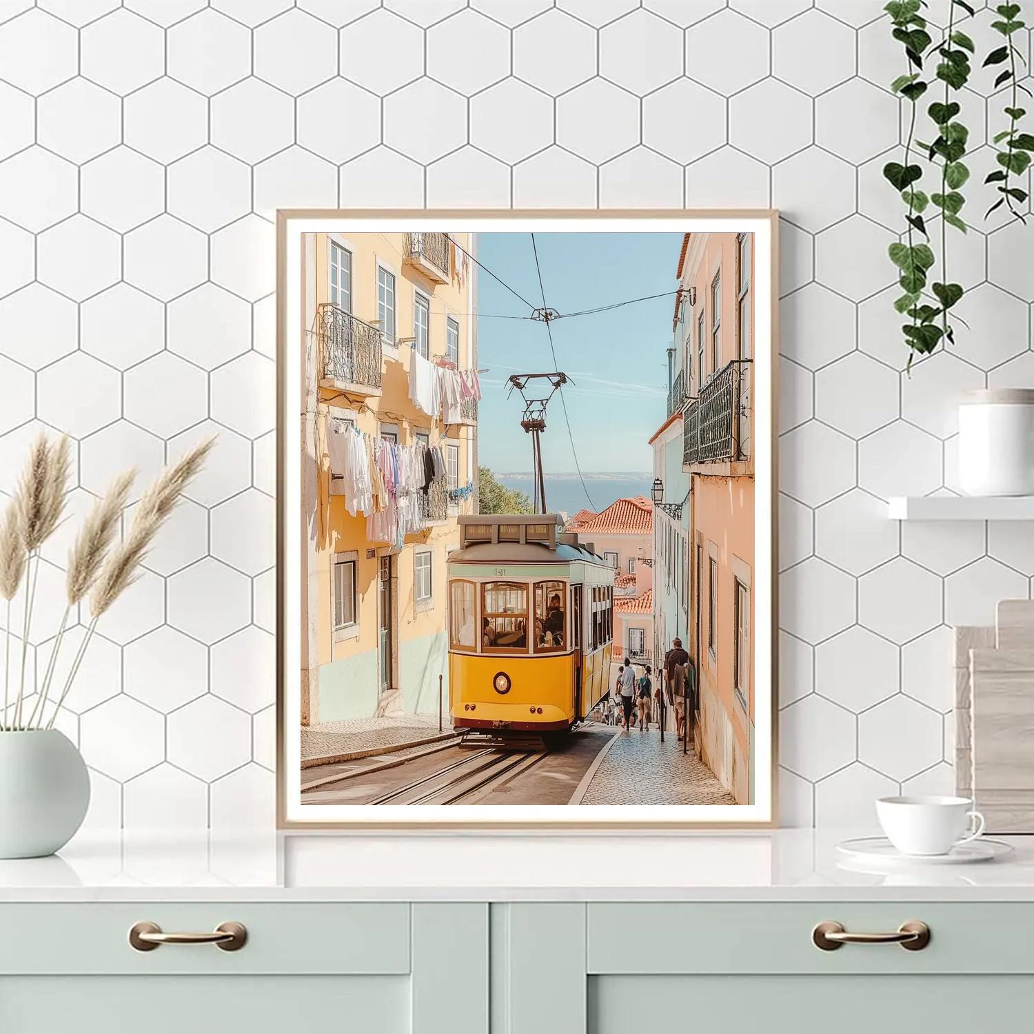Streetcar Passing Liberty Avenue Lisbon Portugal paint by color