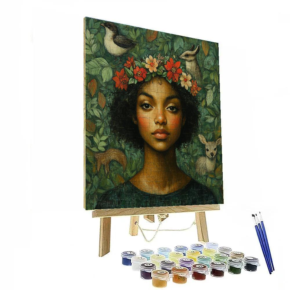 Frida Kahlo Inspired Symbolic Self Portrait With Flowers painting number kit